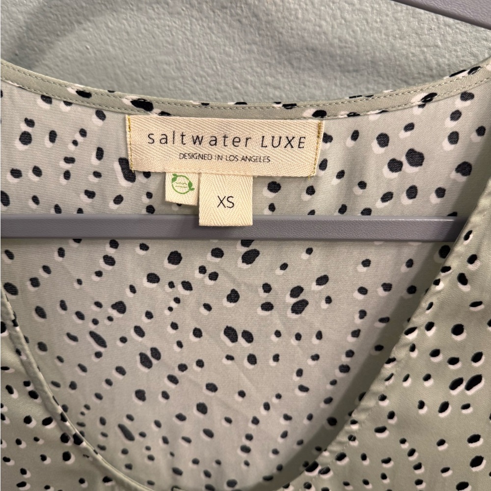 Saltwater LUXE Polka Dot Blouse in Black and light green - Picture 2 of 4